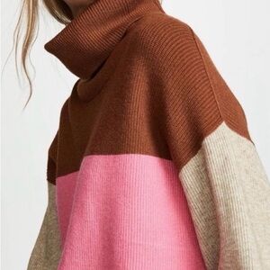 Free People Colorblock Soft Turtleneck Sweater Candypop- size XS EUC